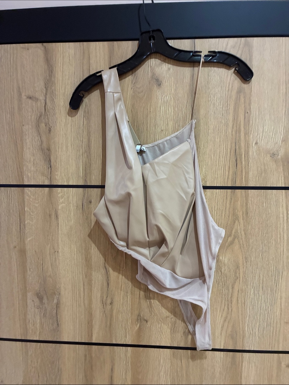 Beige One-Shoulder Draped Women's Top